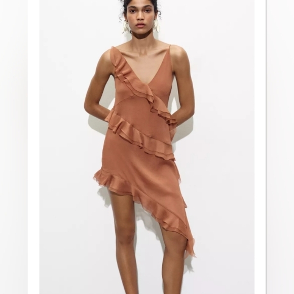 Zara Dresses & Skirts - Zara Asymmetrical Dress With Ruffles